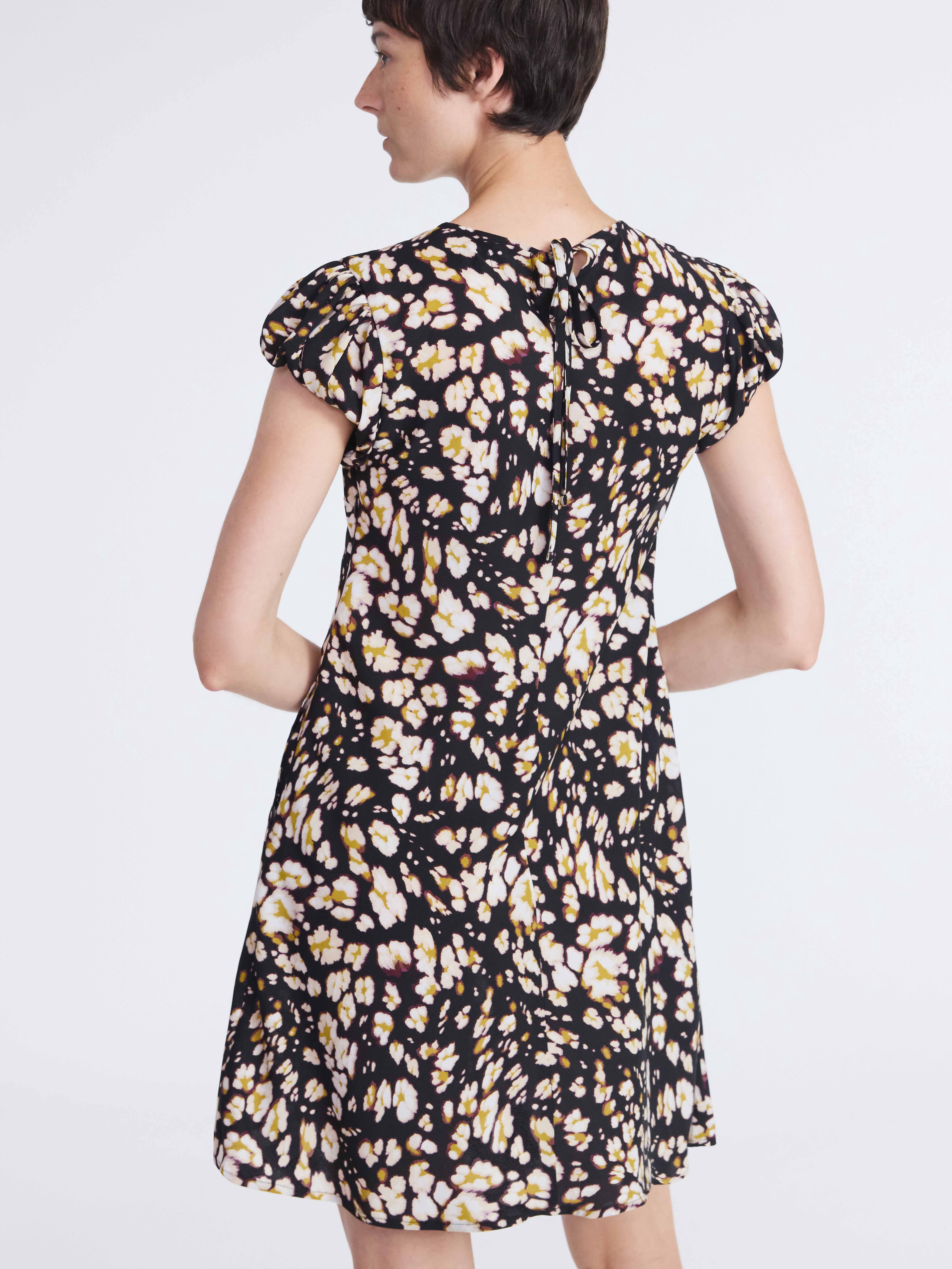 Scoop Women’s and Women’s Plus Tie Back Mini Dress with Volume Sleeves, Sizes XS-4X