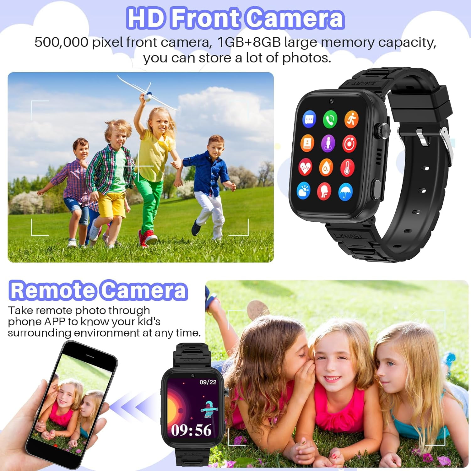 SHANNA 4G Kids Smartwatch (GPS) 1.83 inch Black Case with Sports Band
