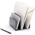 thumbnail image 2 of Poppin Fin File Sorter - Dark Gray. Bulk Pack, 4 Count. Three Compartments, Four Fins. Holds Envelopes, Documents, Papers, and More. File and Desk Organizer., 2 of 3