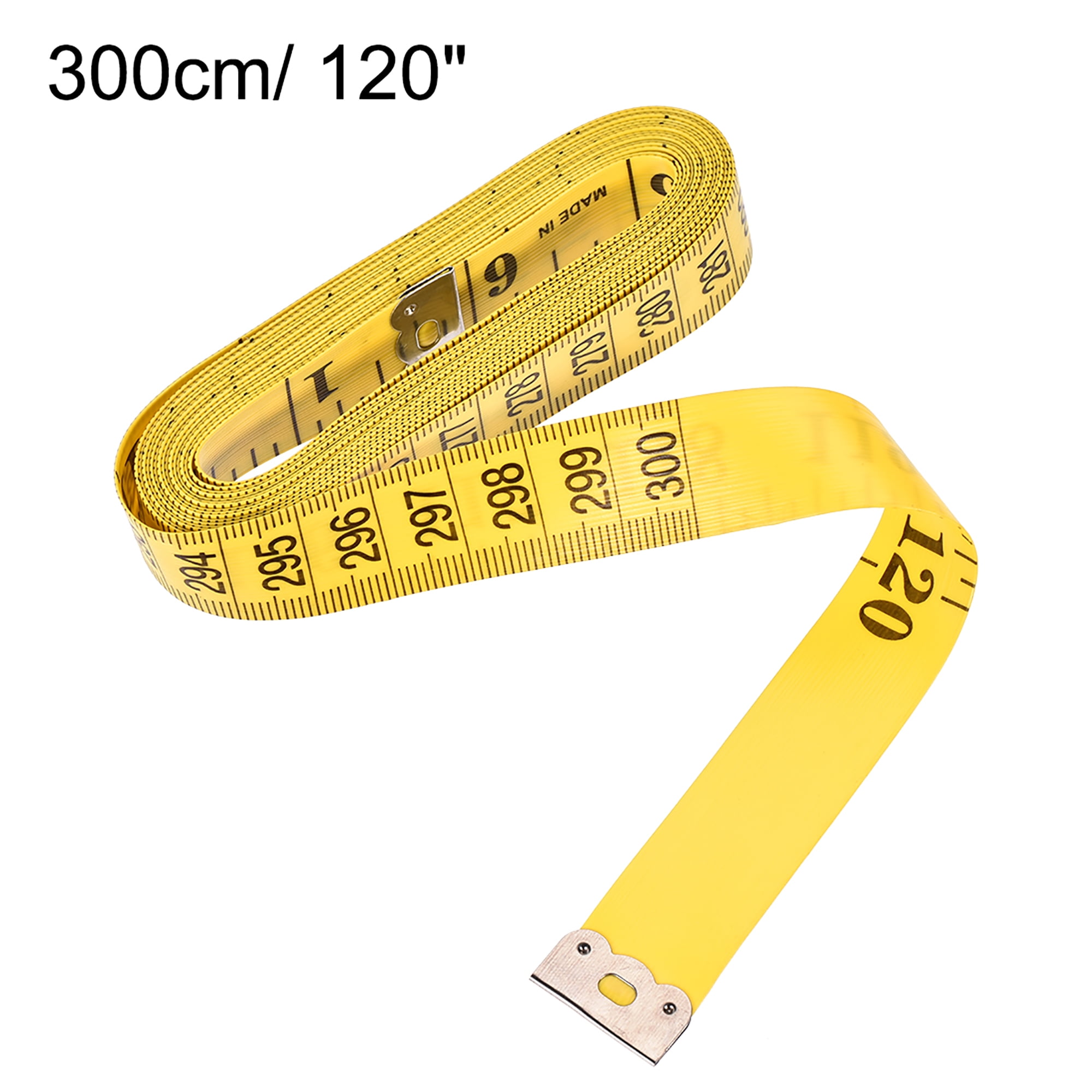 4pcs 3M Soft Sewing Ruler for Body Measuring Dressmaking Dual Side Scaled  Tailor Measure Tape 300cm/120 inch Yellow 