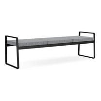 Lesro Gansett Steel and Fabric Waiting Room Guest 3-Seat Bench in Black/Adler Gray Flannel