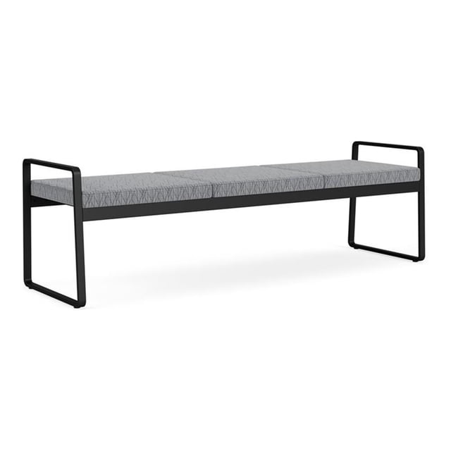 Gansett Reception Waiting Room Steel 3-Seat Bench / Black Steel / Gray