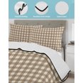 thumbnail image 3 of Full Size Quilt Bedding Set, Brown Plaid Reversible Summer Quilt 3 Pieces, Gingham Checked Minimalist Modern Lightweight Bedspreads Coverlets with 2 Pillow Shams for All Seasons, 3 of 5