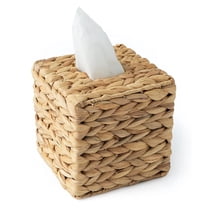 Tissue Box Holder, Square Wicker Tissue Box Holder, Hand Woven Napkin Box, for Bathroom Bedroom Office Table Desk Night Stand, Boho Decorative