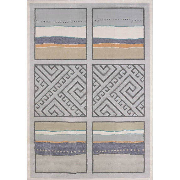 United Weavers Marquee Area Rugs - 596-10671 Contemporary Silver Squares Lines Cubes Boxes Rug