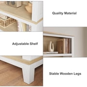 5-Tier Farmhouse Bookshelf, 71 inch Tall Bookcase with Storage & Unique Design & Adjustable Shelf, Wooden Bookshelf for Study Room, Living Room, Home Office, Bedroom