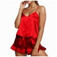 thumbnail image 3 of XINXIAOO Satin Pajama Set for Women Sleeveless Camisole Pj Shorts Set for Home Sexy Pajamas for Women Set, 3 of 8