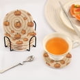 thumbnail image 3 of Yayeee 6 PCS Drink Coasters with Holder Set Woven Absorbent Round Tabletop Hot Pad, Halloween Pumpkins Pattern, 3 of 7