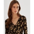 thumbnail image 2 of Ralph Lauren Women's Floral Surplice Stretch Jersey Top Black Size X-Large, 2 of 3