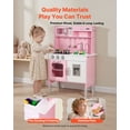 thumbnail image 2 of VEVOR Play Kitchen for Kids, Wooden, Kids Kitchen Playset with Real Lights & Sounds, Food & Cookware, Pretend Play Toy Set, Microwave, Oven, Clicking Knobs, for Toddlers, Girls & Boys Ages 3-8, Pink, 2 of 9