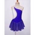 thumbnail image 3 of Miutii Kids Girls Figure Ice Skating Dress Ballet Lyrical Dance Dress Mesh Splice Dancewear Royal Blue 12, 3 of 7
