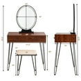 thumbnail image 3 of Topbuy Vanity Table Set Makeup Dressing Desk with Cushioned Stool & Lighted Mirror Coffee, 3 of 6
