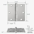 thumbnail image 3 of 6 Pack Rounded Door Hinges 3.5 Inch with 1/4" Radius Corner, Squeak Proof Satin Nickel Interior Door Hinge for Bedroom, Bathroom, Cabinet and Other Standard Door, 3 of 7