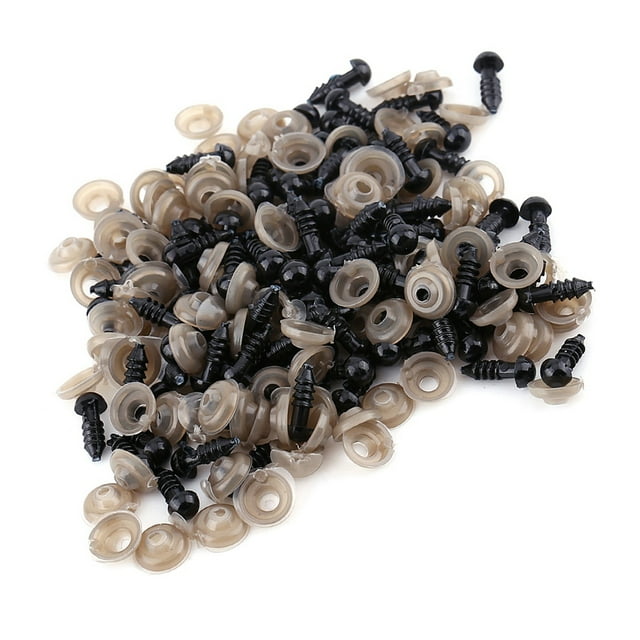 100 piezas de ojos de plástico negro para muñecas, juguetes de osito de peluche, marionetas, material para manualidades DIY, 9 MM