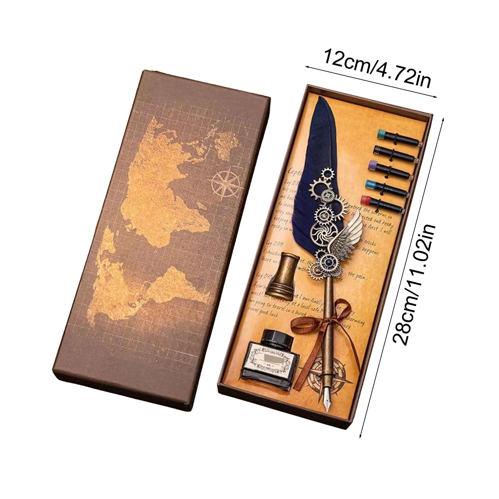 Xheghe Steampunk Quill Pen Set with Ink and Stand - Elegant Writing Kit for Journaling, Letter Writing, and Gifts for Adults
