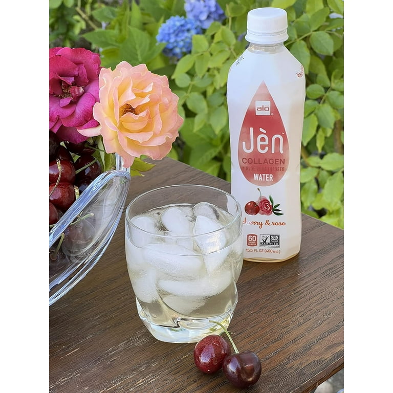 (Pack of 12), ALO Jn Collagen Aloe Vera Infused Water, Cherry & Rose, 15.5  fl oz