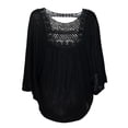 thumbnail image 2 of eVogues Plus Size Crochet Poncho Top Black, 2 of 3