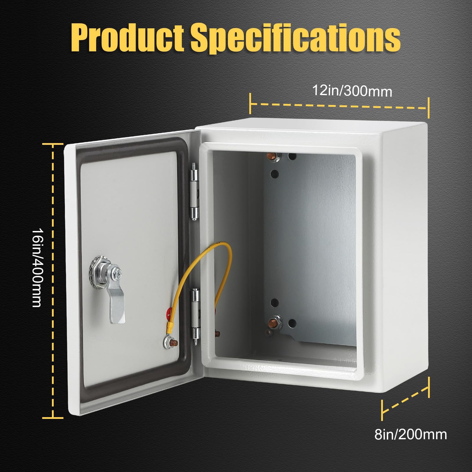 Accreate Electrical Junction Box, Outdoor Electrical Enclosure with Mounting Plate, IP66 Waterproof & Dustproof, Steel Electrical Box for Outdoor/Indoor