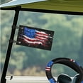 thumbnail image 3 of XYZCANDO USA Flag 4pcs Golf Cart Seat Covers American Flag Golf Cart Steering Wheel Covers Golf Cart Flag 2 Person Seats Golf Cart Body Kit 13 Inch Steering Wheel Covers Small Flag Black, 3 of 7