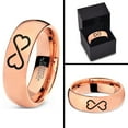 thumbnail image 4 of Tungsten Infinity Heart Shaped Emoji Art Band Ring 7mm Men Women Comfort Fit 18k Rose Gold Dome Polished, 4 of 4