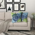 thumbnail image 6 of Navy Blue Green Pillow Covers 16x16 Light Blue Dahlias Flowers Modern Rustic Decorative Cotton Couch Pillow Cases with Zipper Set of 2 Home Decor for Living Room Bedroom Bed Cushion Outdoor, 6 of 6