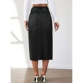 thumbnail image 4 of Women'S Jean Skirt Stretch High Waisted Frayed Raw Hem A Line Denim Midi Skirt with Pockets Black S, 4 of 8