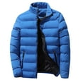 thumbnail image 2 of WTOBBY Men's Short Padded Jacket, Stand Collar Casual Quilted Coat with Solid Color Design, Lightweight Warmth for Fall Winter Urban Style,Blue 5XL, 2 of 6