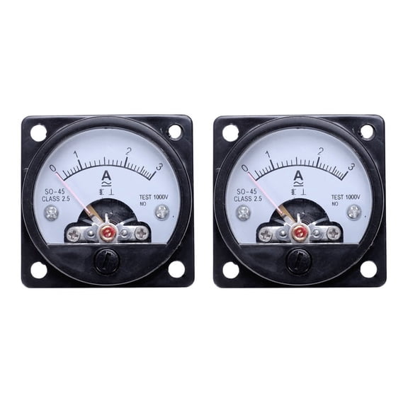 2X AC 0-3A Round Analog Panel Meter Current Measuring Ammeter Gauge Black
