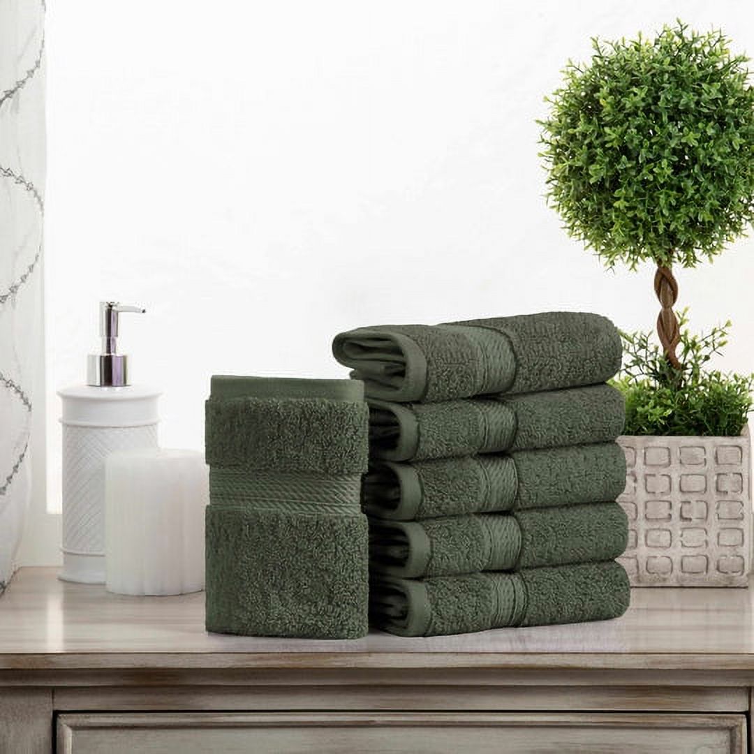 Egyptian Cotton 900 GSM Hotel Quality 6-Piece Face Towel Set Forest Green