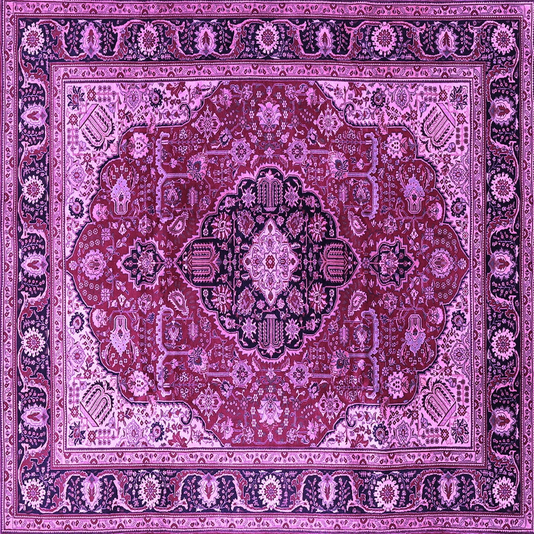 Ahgly Company Indoor Square Medallion Purple Traditional Area Rugs, 8