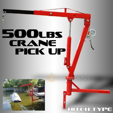 XtremepowerUS 500Lb Pickup Truck Hydraulic Pwc Dock Jib Engine Hoist Crane Hitch Mount Lift 2" Hitch Mount, Red