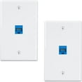thumbnail image 1 of 2-Pack 1 Port Ethernet Wall Plate, RJ45 Cat6 Female to Female Jack Inline Coupler Face Plates, 1-Port, 1 of 7