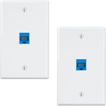 2-Pack 1 Port Ethernet Wall Plate, RJ45 Cat6 Female to Female Jack Inline Coupler Face Plates, 1-Port
