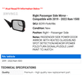 thumbnail image 2 of Right Passenger Side Mirror - Compatible with 2019 - 2022 Ram 1500 2020 2021, 2 of 2