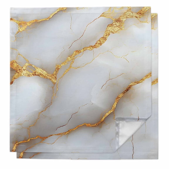 Marble Grey Cloth Napkins Washable Set of 2, Gold Texture Modern Crack Scenery Reusable Dinner Table Napkins Cloth Bulk for Weddings Kitchen Restaurants Hotel Events Parties 20 x 20 Inch