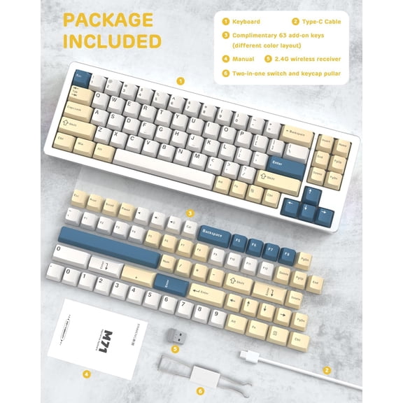 ATTACK SHARK X XINMENG M71 CNC Aluminum Custom Mechanical Gaming keyboard, Tri-Mode-BT5.0/2.4G Wireless/Wired, 4600mAh Rechargable, 68% Hotswap Gasket Mount, 14 Chroma RGB for MAC&WIN-Cheese