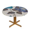 thumbnail image 3 of WYYP Blue Flowers Round Tablecloth Waterproof Resistant Fabric 100% Polyester Fiber Table Cloth White, 3 of 8