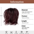 thumbnail image 3 of Bradem Women's Short Clip-in Ponytail Extensions - Wine Red with Black Root, Bendable Metal Messy Bun, Straight Synthetic Hairpiece, 3 of 3