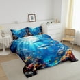 thumbnail image 3 of Erosebridal Sea Shark Bedding King Comforter Set,Ocean Wildlife Bedding Sets King with Comforter,Underwater World Decor,Reversible,Lightweight,3 Pieces, 3 of 7