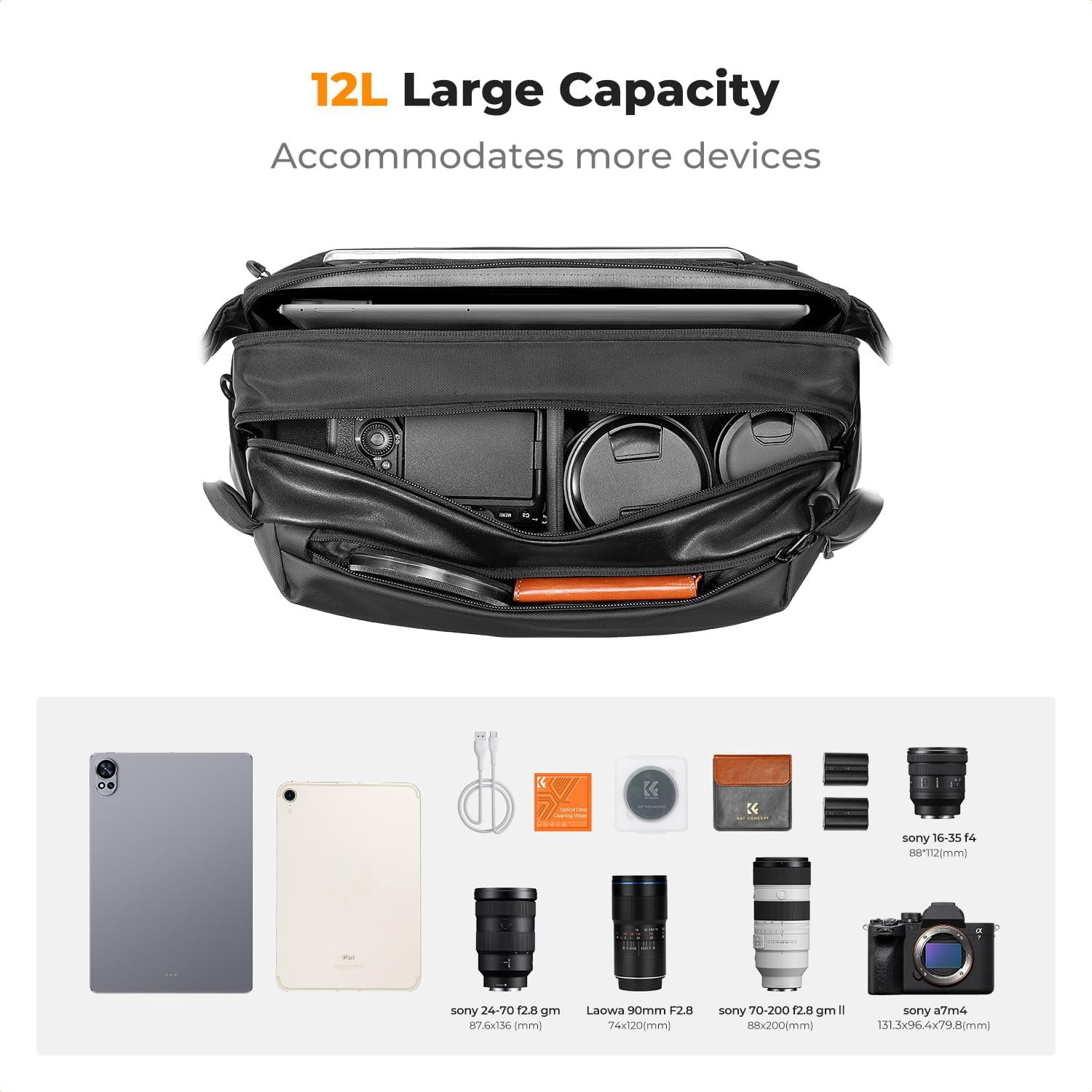 K&F Concept 2 in 1 Sling Bag Everyday Shoulder Bag & Multifunction Photography Crossbody Camera DSLR Backpack Portable Bag