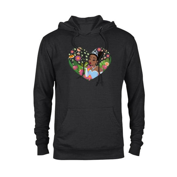 Disney Princess Tiana Heart Kiss - Pullover Hoodie for Adults – Customized-Black