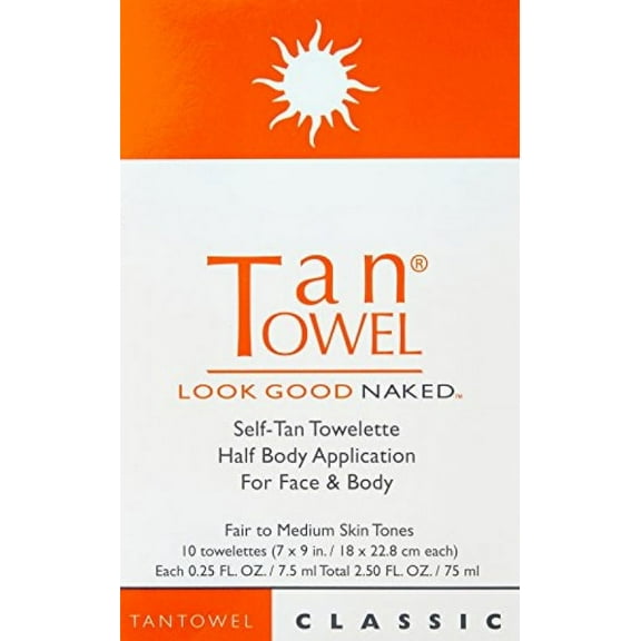 Tan Towel Self Tanner Towelette Half Body Classic, 10 Ct
