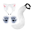 thumbnail image 4 of Conjunto de orejas y cola de animal, diadema con orejas para pelo para actuaciones en escenario durante las festividades. Blanco, 4 of 8