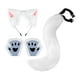 thumbnail image 4 of Conjunto de orejas y cola de animal para niños y adultos. Preciosos guantes de pata para Halloween. Blanco, 4 of 9