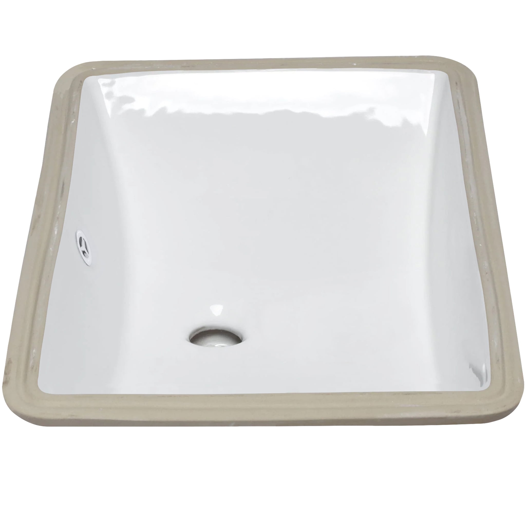 Novatto NP-U213907 Rectangular Undermount White Porcelain Sink with Overflow, 22.375-inches