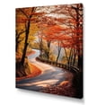 thumbnail image 2 of Designart "Embrace of Autumn's Road into the Forest I" Landscapes Canvas Wall Art - Modern Red Road Entryway Wall Art Print, 2 of 6