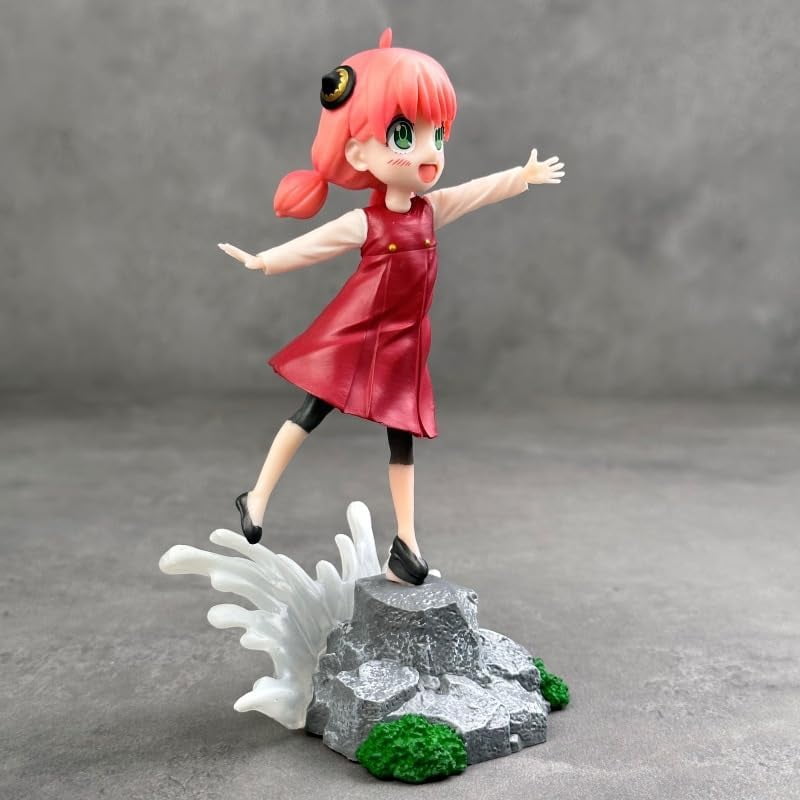 New Anya Figure, q Version red Leather Anya Forger Anime Figures 16cm/6.3inch Handmade PVC Cartoon Character Model Decoration Craft Gift