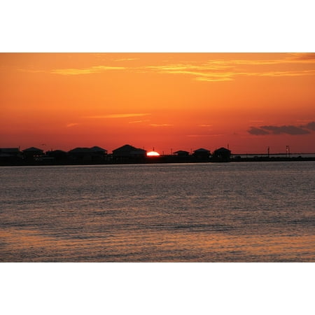 Canvas Print Louisiana Grand Isle Huts Sunset Fishing Town Stretched Canvas 10 x