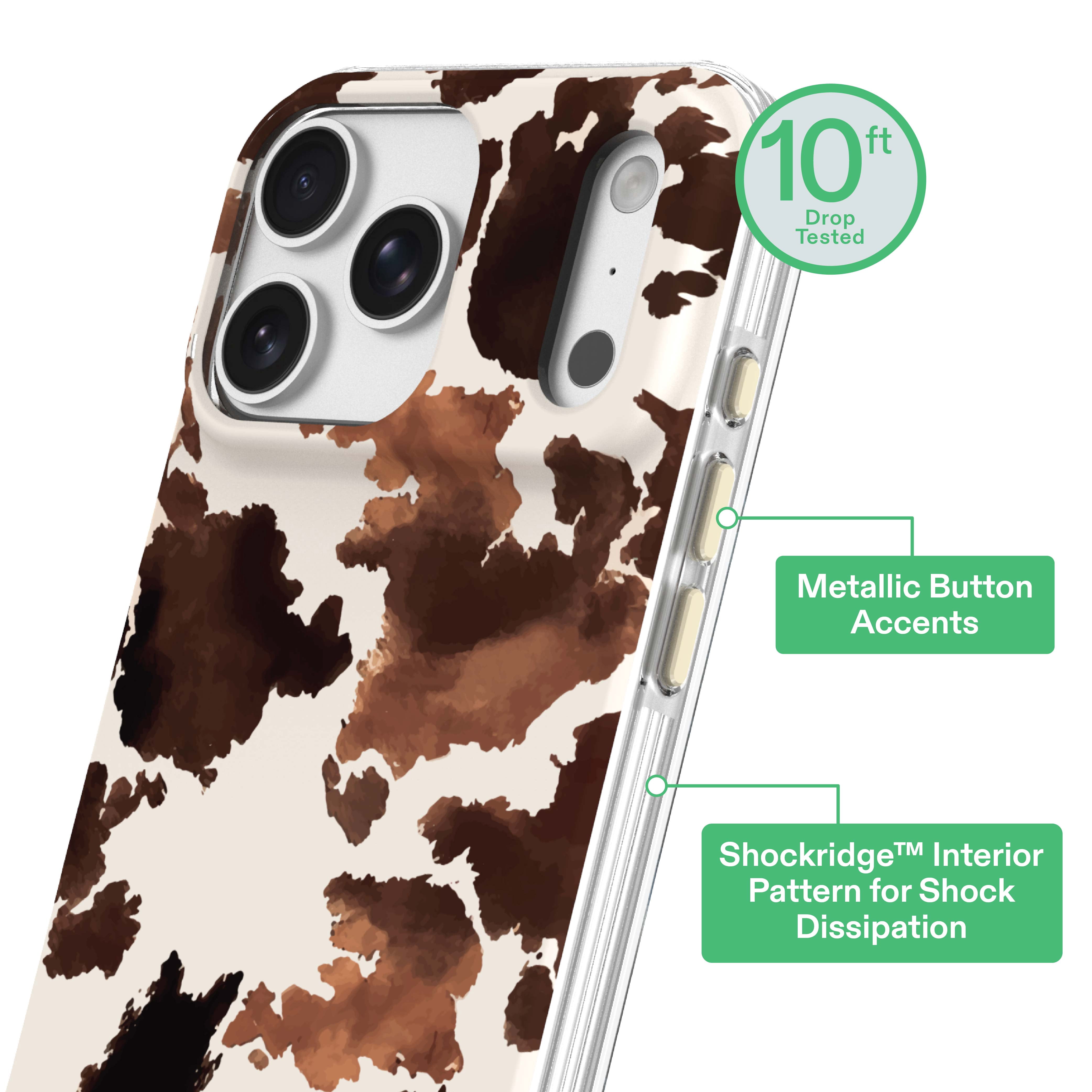 onn Phone Case for iPhone 18 Pro / 17 Pro, MagSafe Compatible - Cow Print