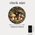thumbnail image 2 of 2D Mushroom Print Round Wall Clock, Silent Non-Ticking Battery Operated Clock 10 Inch, Decor for Bathroom, Bedroom, Kitchen, Office or School, 2 of 5